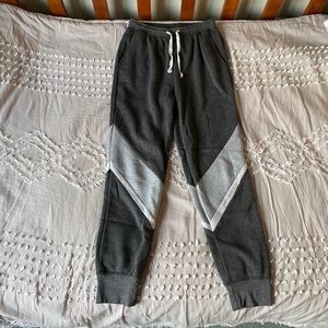 Gray sweatpants with gray stripes